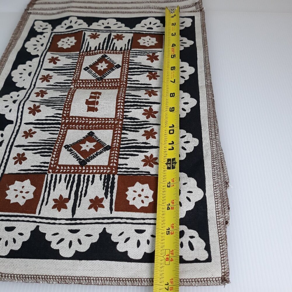 Linen Placemats Hand Printed Made in Fiji French Polynesian Tiki Ethnic (8) - Picture 7 of 9